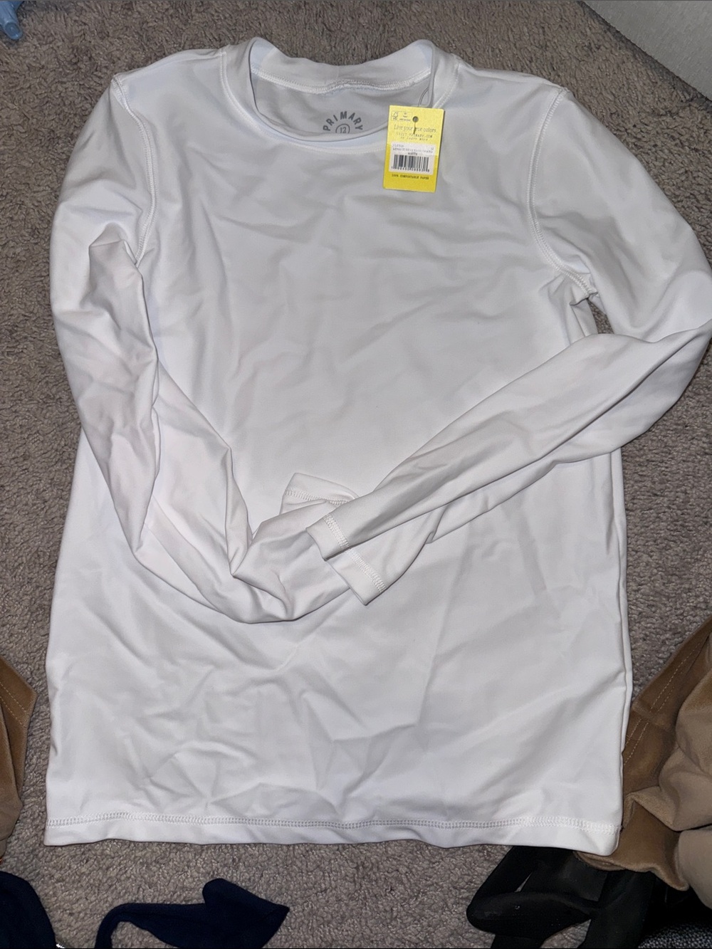 Primary White Crew Neck Long Sleeve Top